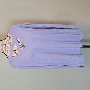 Blue V-neck Long Sleeve